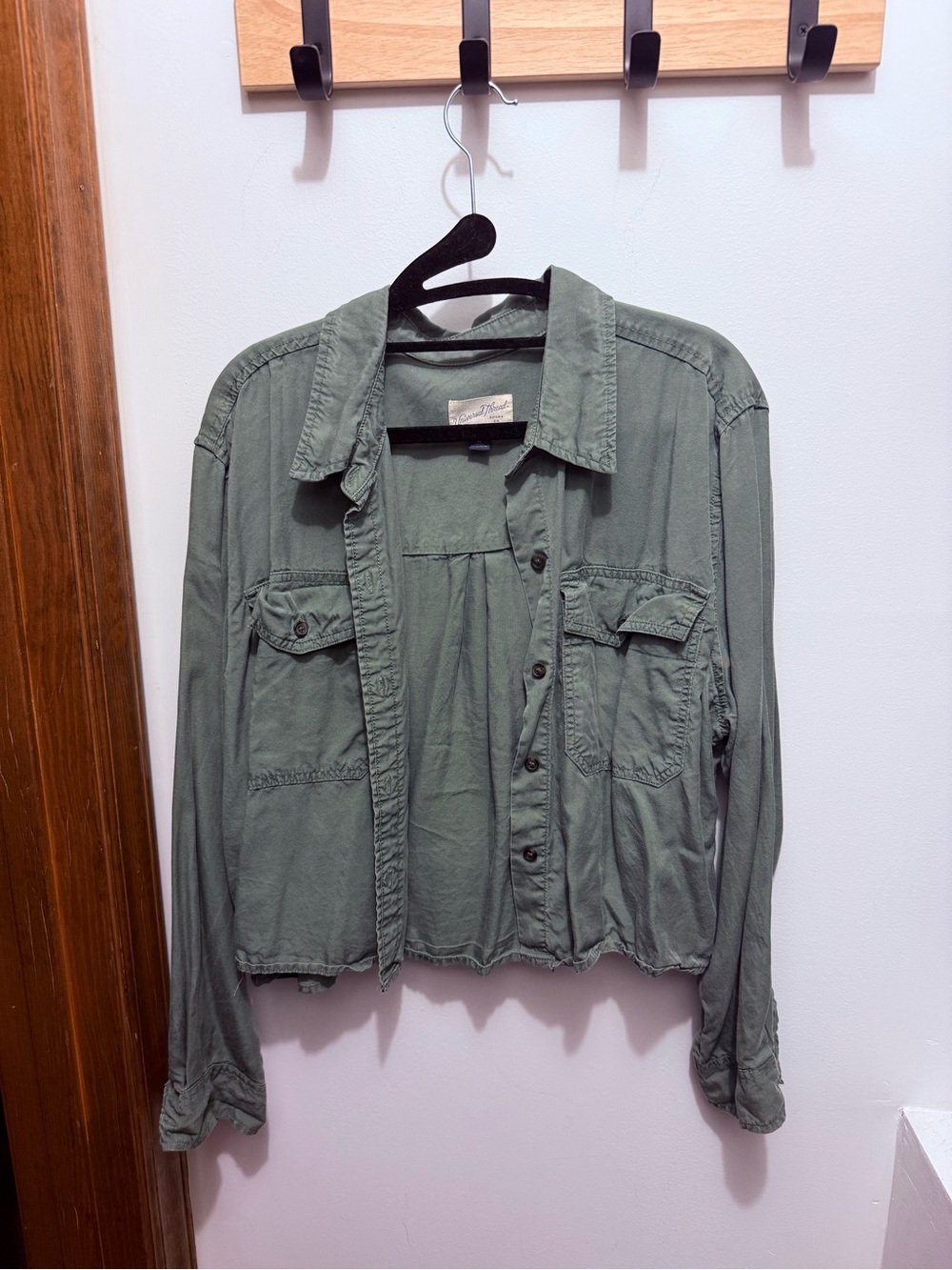 Universal Thread Olive Utility Cropped Shirt Jacket